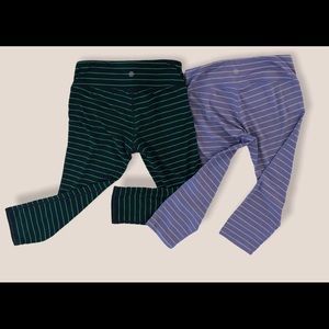 2 pairs of Athleta striped Capri leggings